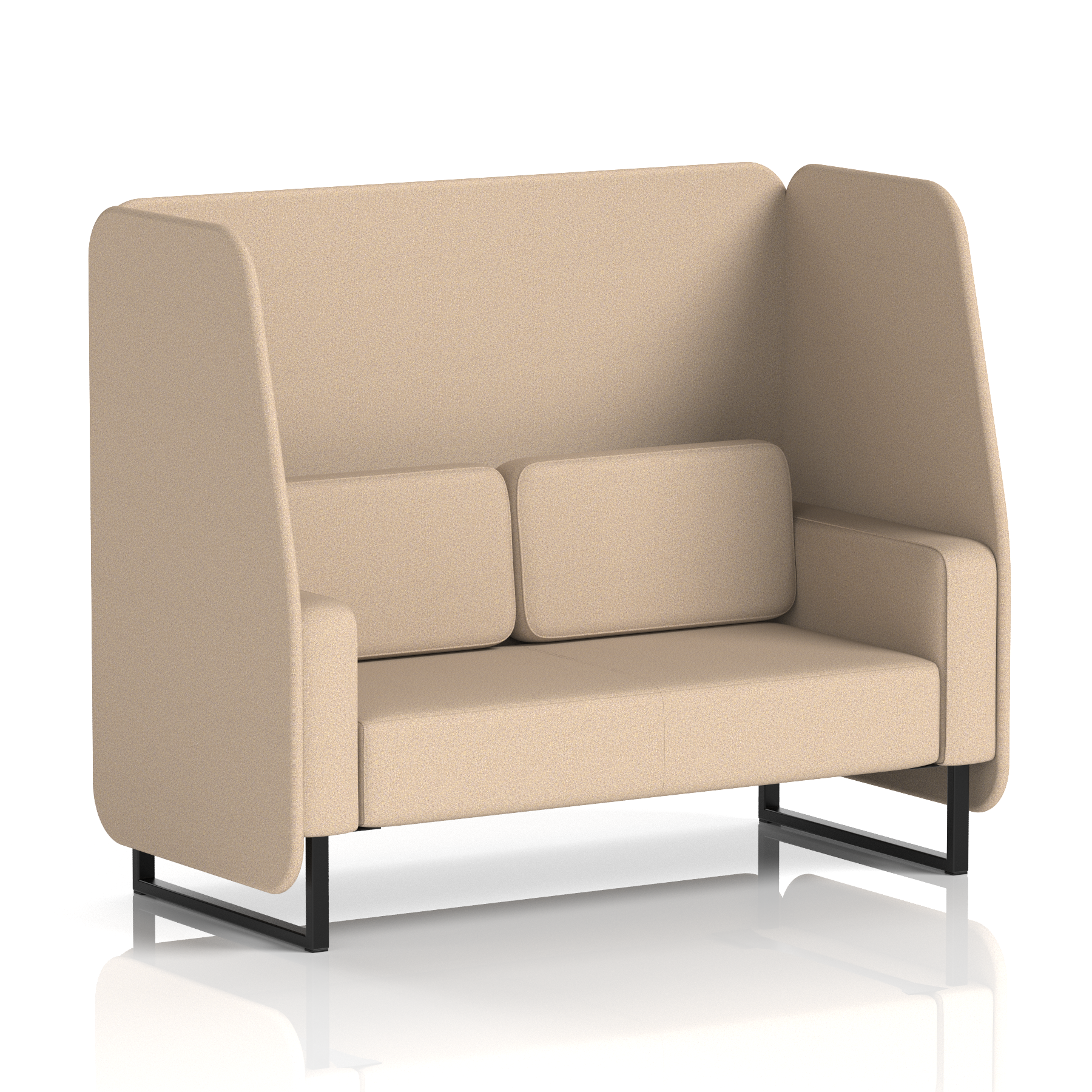 Brixworth Open Booth With Black Legs in Single Tone 2 Seater Upminster Panels And Sofa Band 3 - Main Line Flax