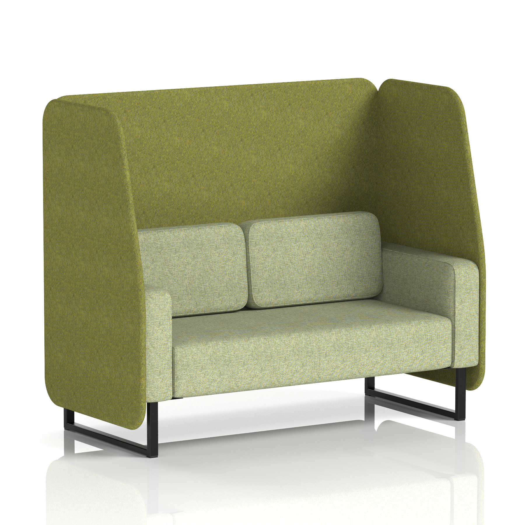 Brixworth Open Booth With Black Legs in Two Tone 2 Seater Theory Panels And Diameter Sofa Band 2 - X2