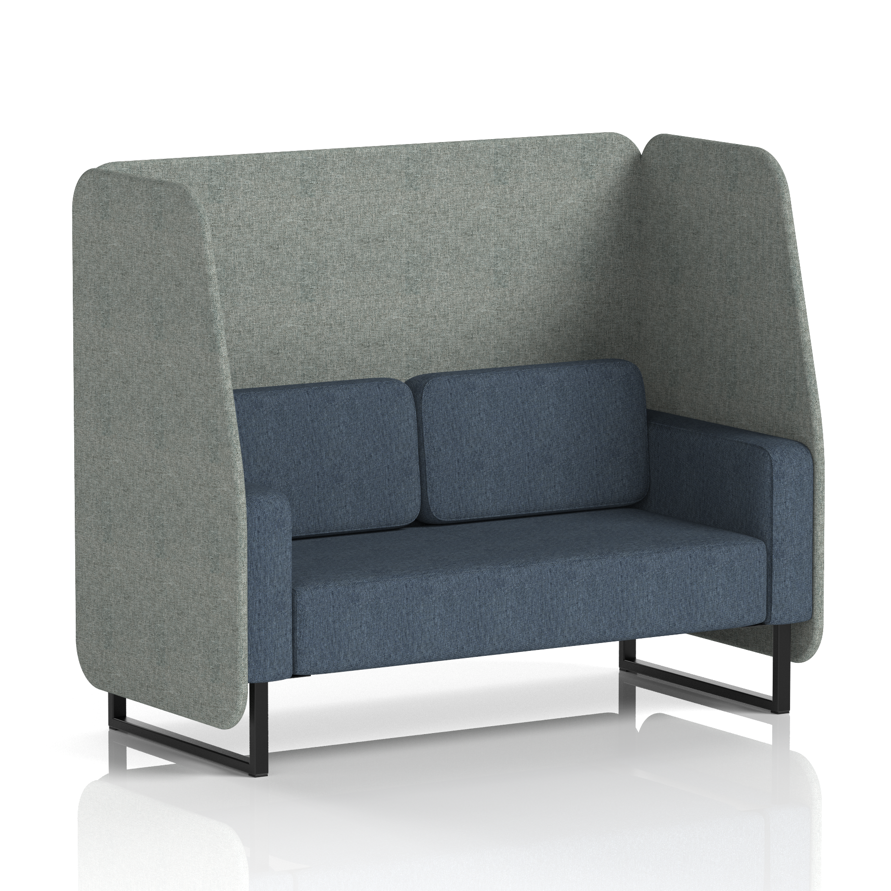 Brixworth Open Booth With Black Legs in Two Tone 3 Seater Theory Panels And Diameter Sofa Band 2 - X2