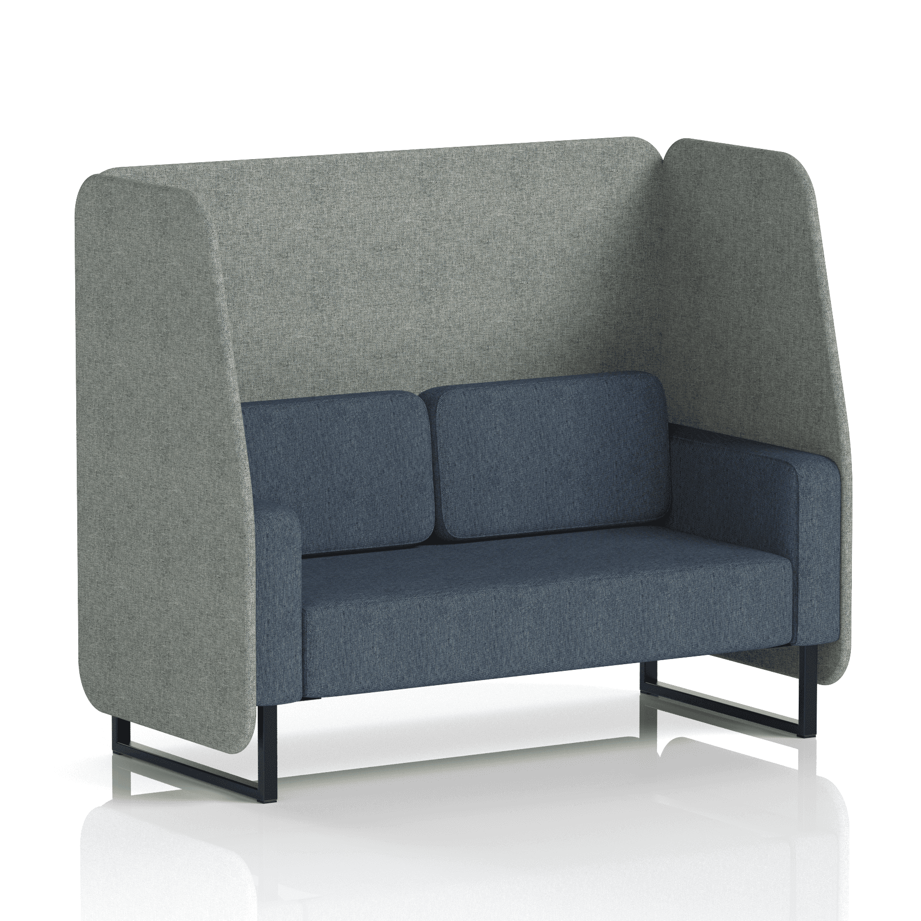 Brixworth Open Booth With Black Legs in Two Tone 3 Seater Theory Panels And Diameter Sofa Band 2 - X2