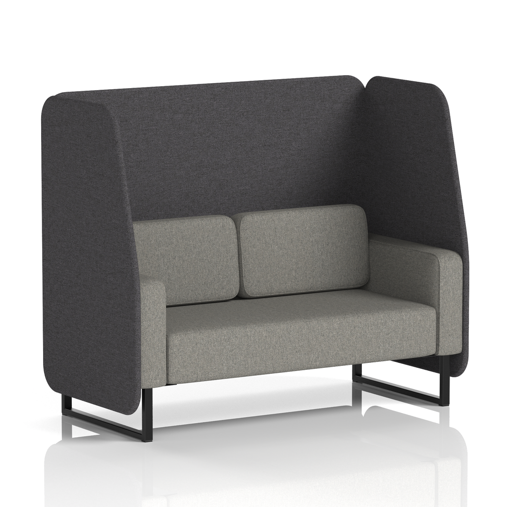 Brixworth Open Booth With Black Legs in Two Tone 2 Seater Bank Panels And Upminster Sofa Band 3 - Main Line Flax
