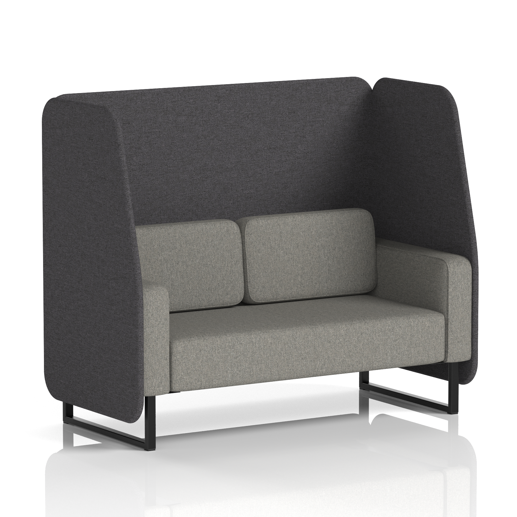Brixworth Open Booth With Black Legs in Two Tone 2 Seater Bank Panels And Upminster Sofa Band 3 - Main Line Flax