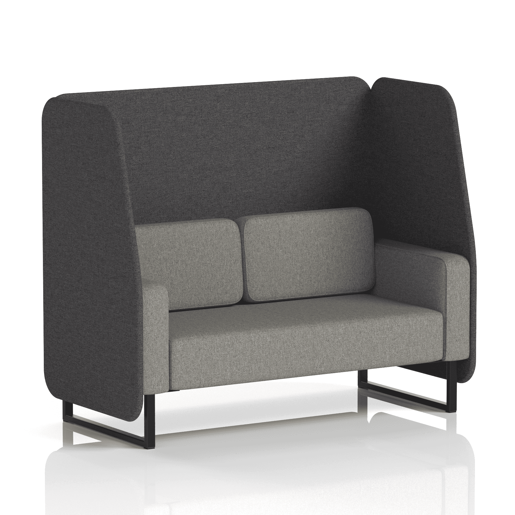 Brixworth Open Booth With Black Legs in Two Tone 2 Seater Bank Panels And Upminster Sofa Band 3 - Main Line Flax