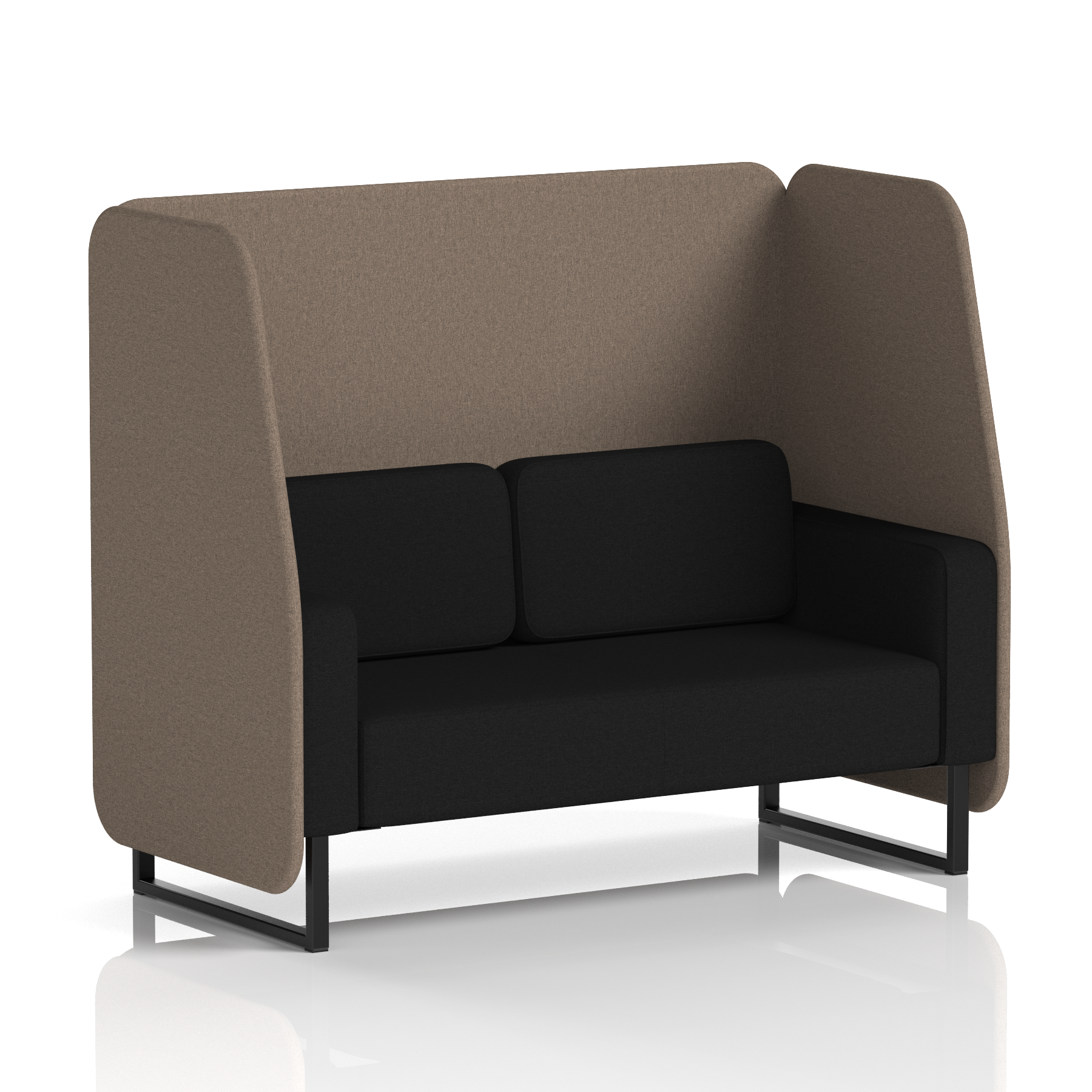 Brixworth Open Booth With Black Legs in Two Tone 1 Seater Newbury Panels And Westminster Sofa Band 3 - Main Line Flax
