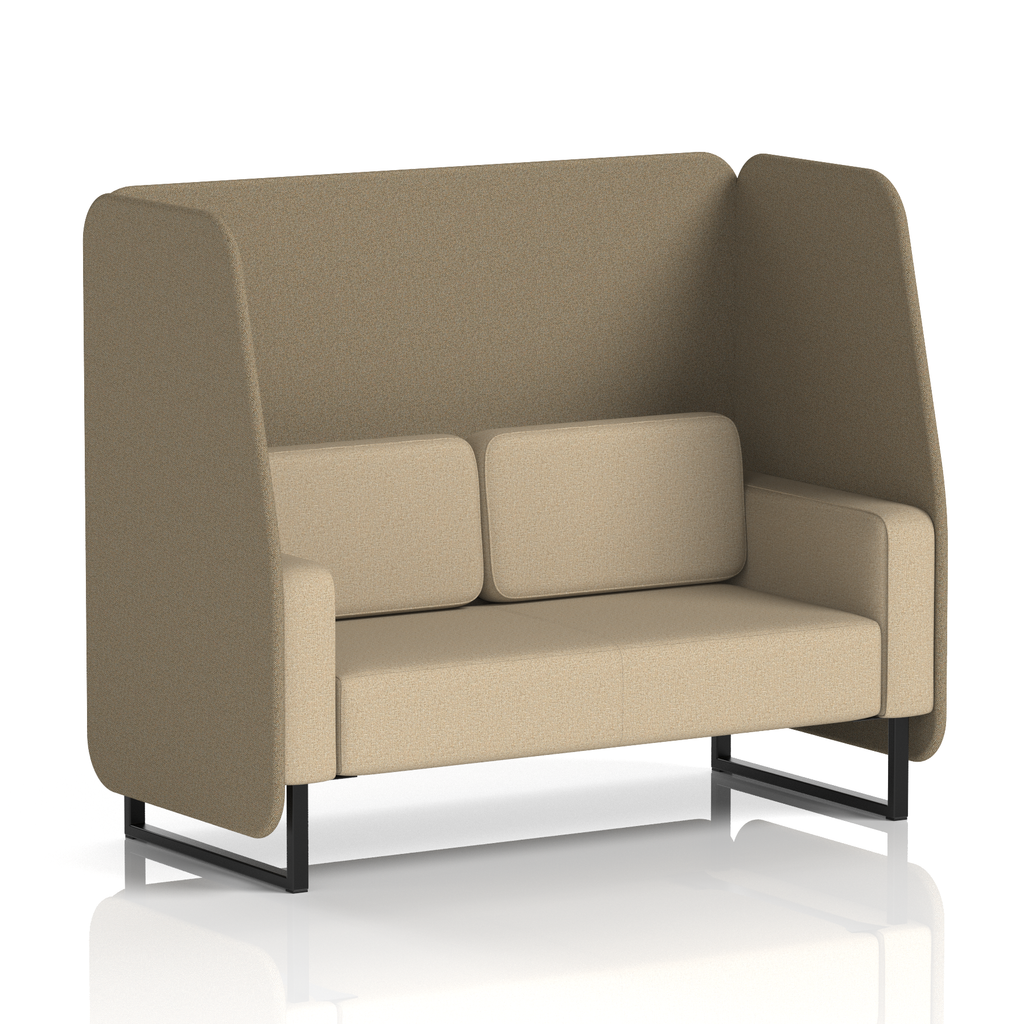 Brixworth Open Booth With Black Legs in Two Tone 2 Seater Newbury Panels And Westminster Sofa Band 3 - Main Line Flax