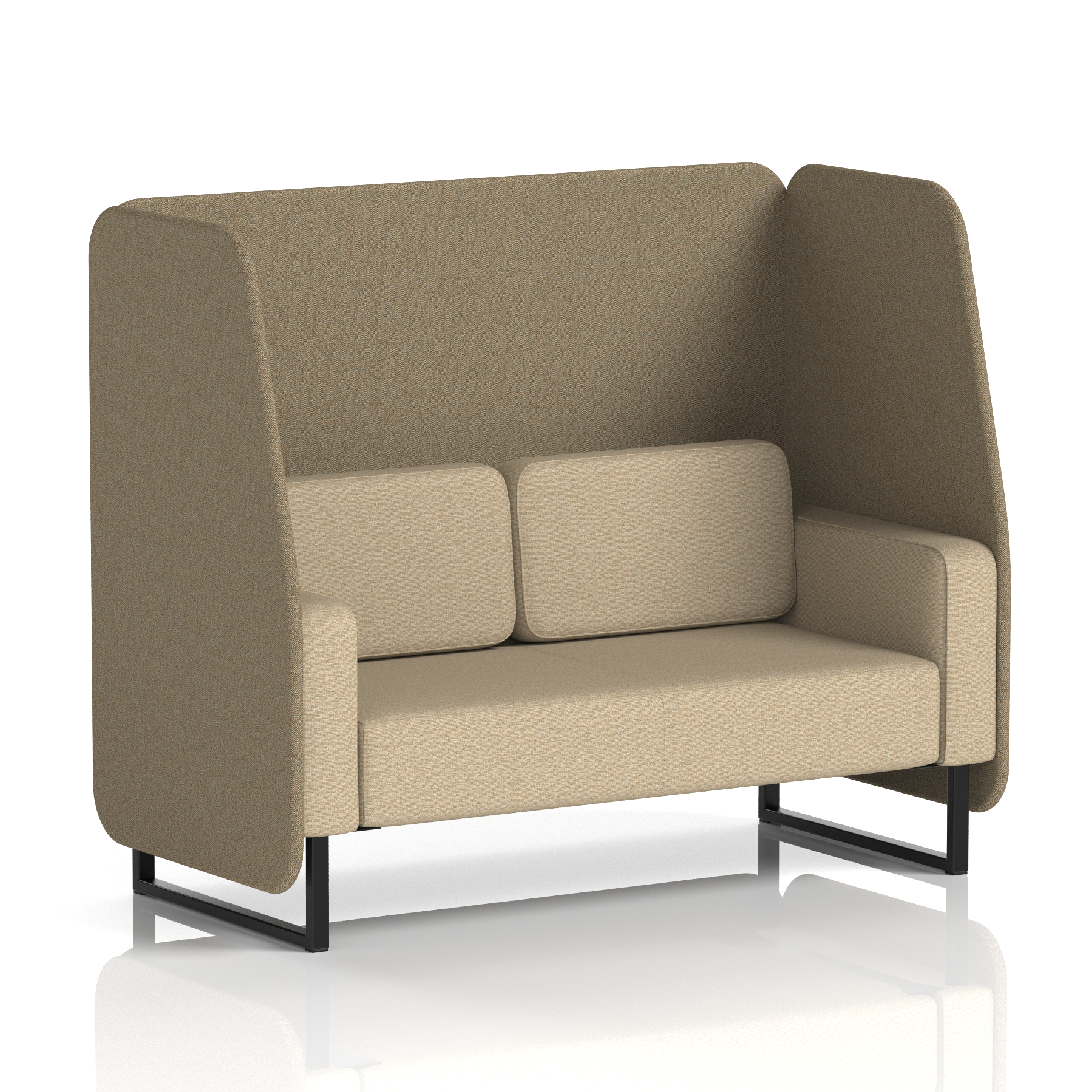 Brixworth Open Booth With Black Legs in Two Tone 2 Seater Newbury Panels And Westminster Sofa Band 3 - Main Line Flax