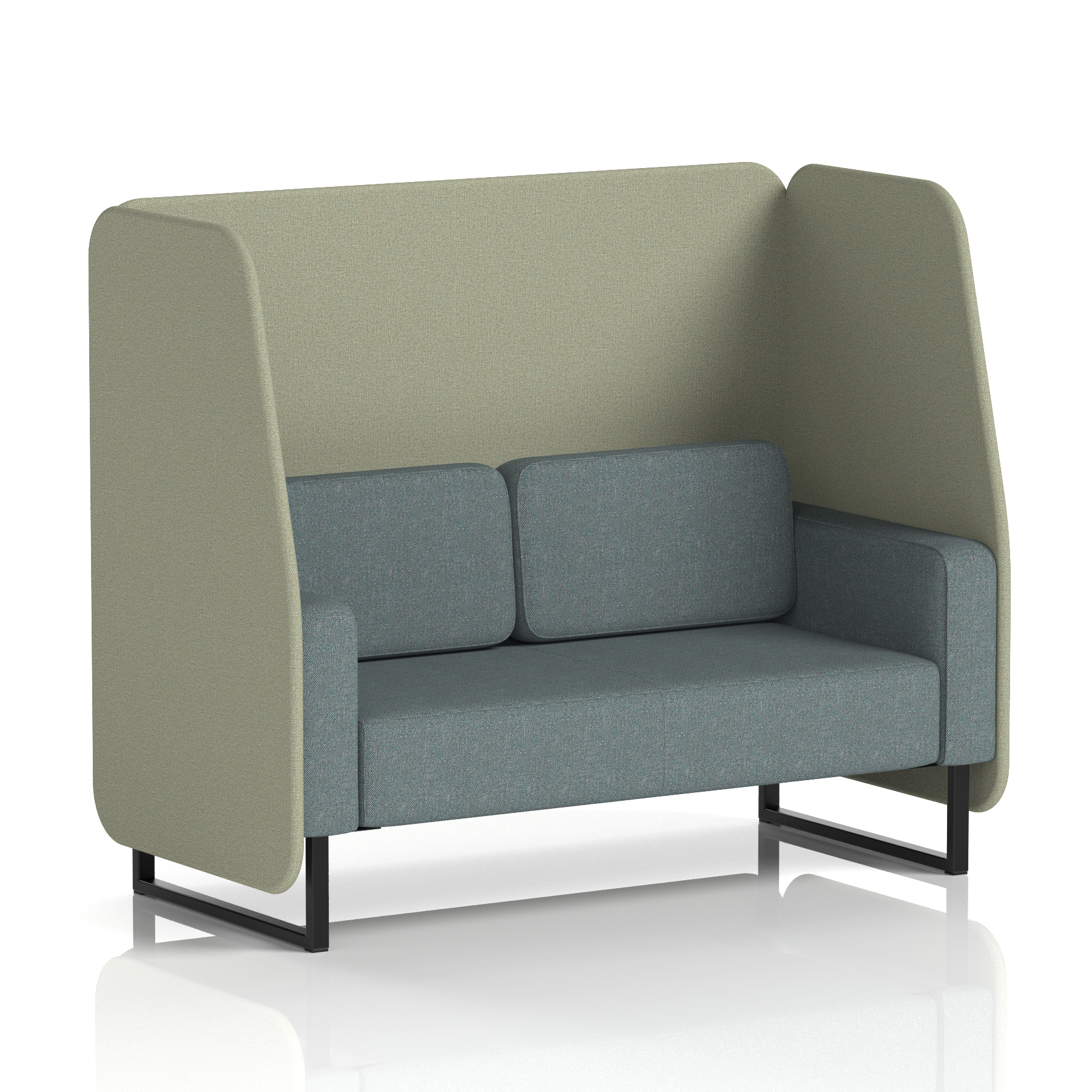 Brixworth Open Booth With Black Legs in Two Tone 1 Seater Temple Panels And Monument Sofa Band 3 - Main Line Flax