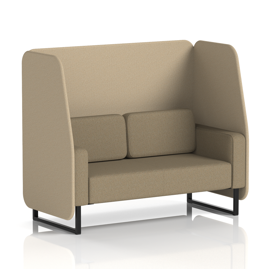 Brixworth Open Booth With Black Legs in Two Tone 3 Seater Temple Panels And Monument Sofa Band 3 - Main Line Flax