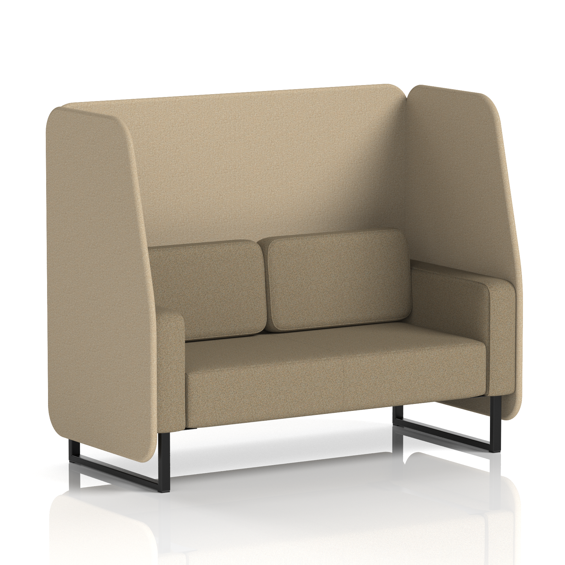 Brixworth Open Booth With Black Legs in Two Tone 3 Seater Temple Panels And Monument Sofa Band 3 - Main Line Flax