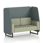Brixworth Open Booth With Black Legs in Two Tone 1 Seater Upminster Panels And Bank Sofa Band 3 - Main Line Flax