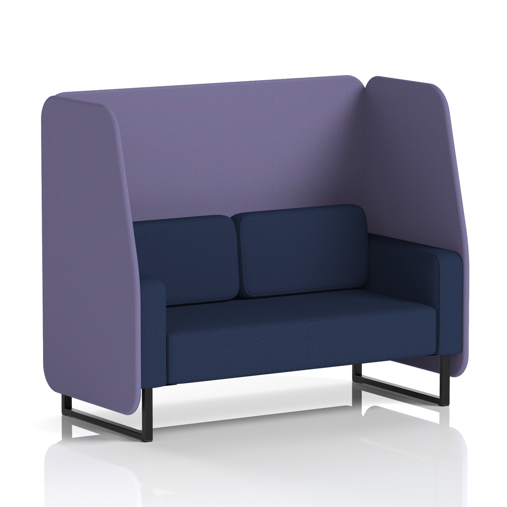 Brixworth Open Booth With Black Legs in Two Tone 2 Seater Westminster Panels And Newbury Sofa Band 3 - Main Line Flax