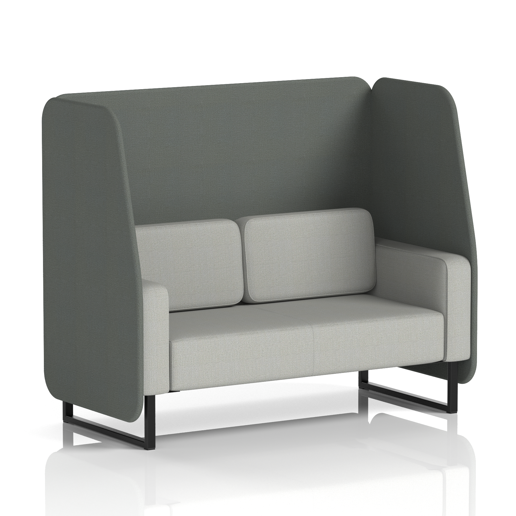 Brixworth Open Booth With Black Legs in Two Tone 3 Seater Affix Panels And Wed Sofa Band 4 - Synergy