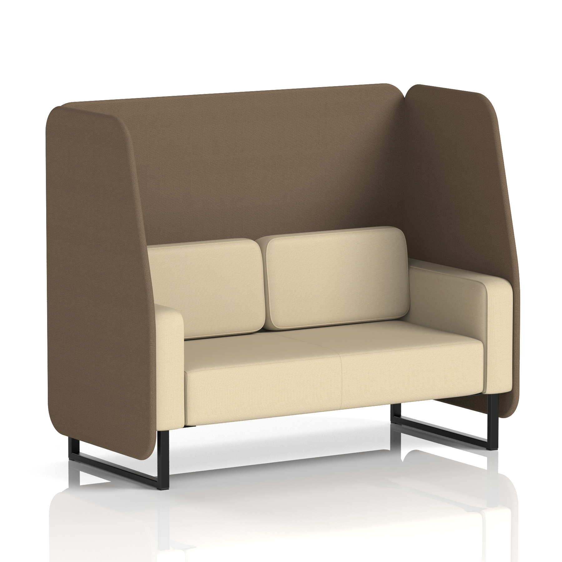 Brixworth Open Booth With Black Legs in Two Tone 1 Seater Alike Panels And Order Sofa Band 4 - Synergy