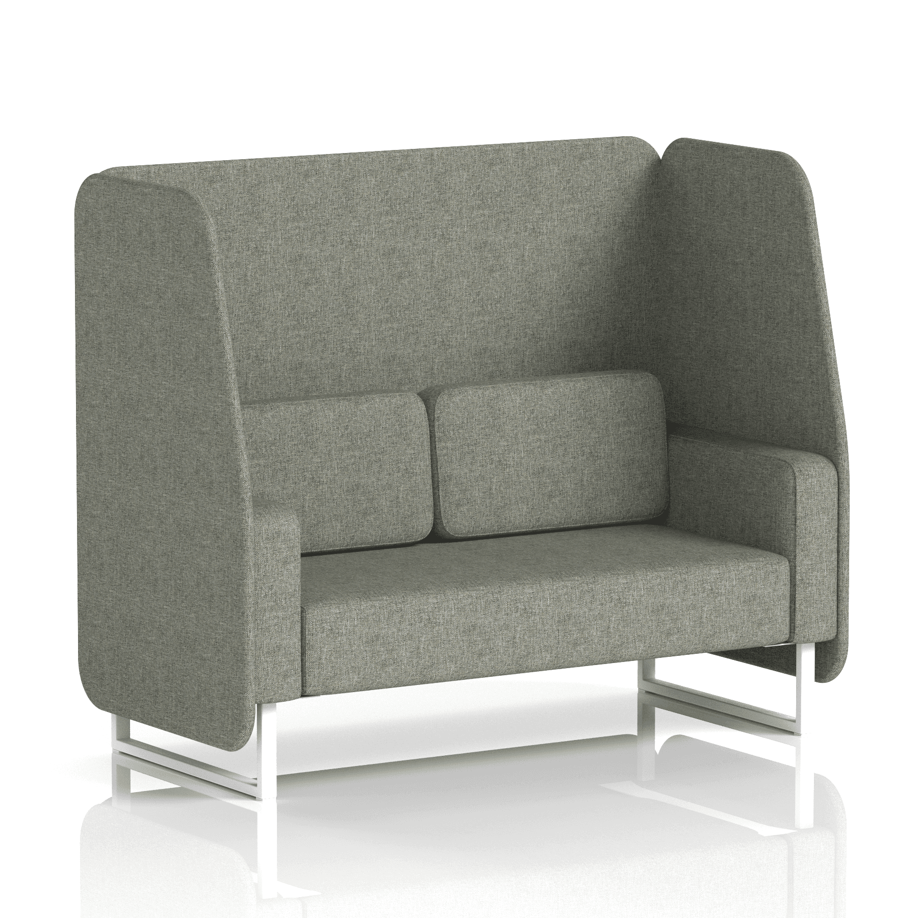 Brixworth Open Booth With White Legs in Single Tone 1 Seater Bank Panels And Upminster Sofa Band 3 - Main Line Flax
