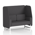 Brixworth Open Booth With White Legs in Single Tone 2 Seater Bank Panels And Upminster Sofa Band 3 - Main Line Flax