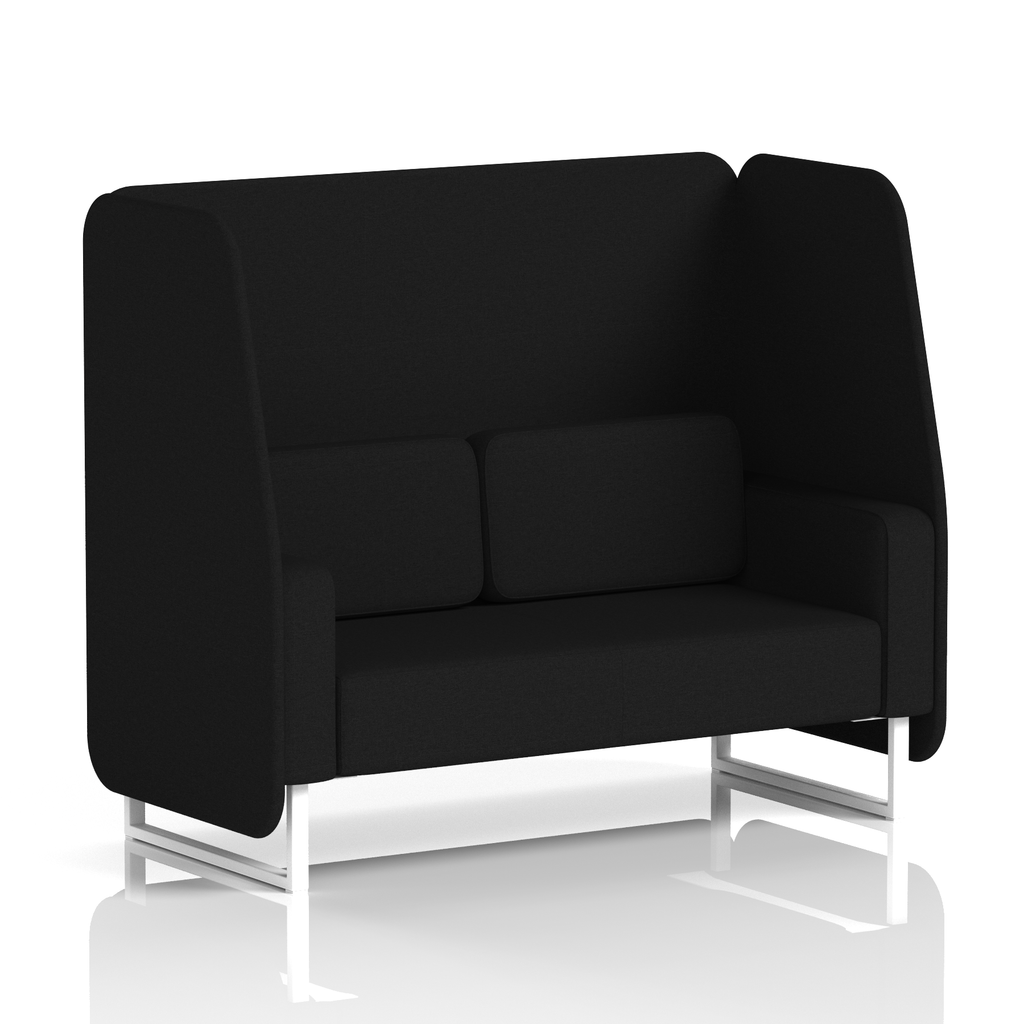 Brixworth Open Booth With White Legs in Single Tone 1 Seater Monument Panels And Temple Sofa Band 3 - Main Line Flax