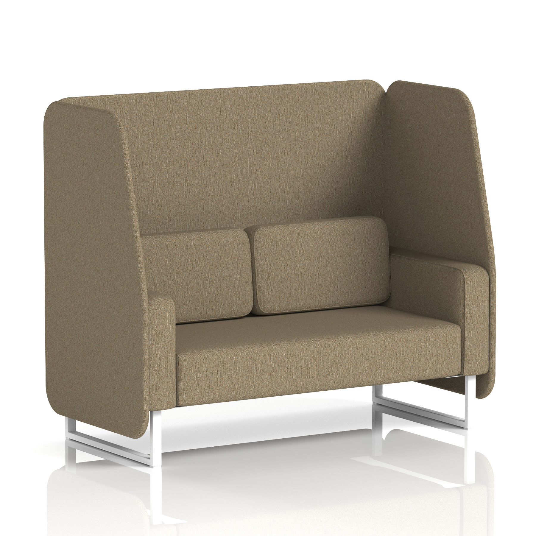 Brixworth Open Booth With White Legs in Single Tone 2 Seater Newbury Panels And Westminster Sofa Band 3 - Main Line Flax