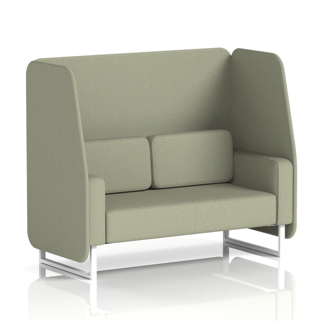 Brixworth Open Booth With White Legs in Single Tone 1 Seater Temple Panels And Monument Sofa Band 3 - Main Line Flax