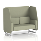 Brixworth Open Booth With White Legs in Single Tone 1 Seater Temple Panels And Monument Sofa Band 3 - Main Line Flax