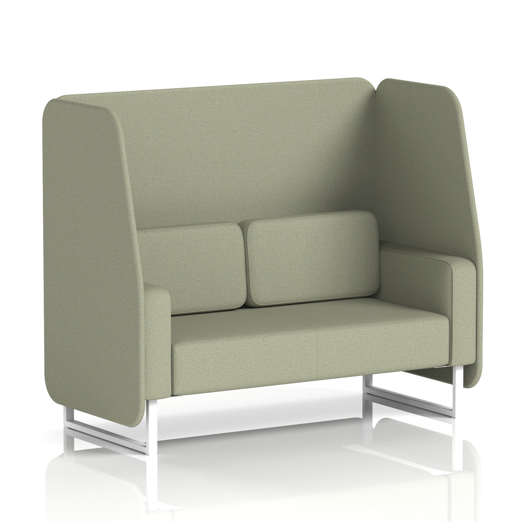 Brixworth Open Booth With White Legs in Single Tone 1 Seater Temple Panels And Monument Sofa Band 3 - Main Line Flax