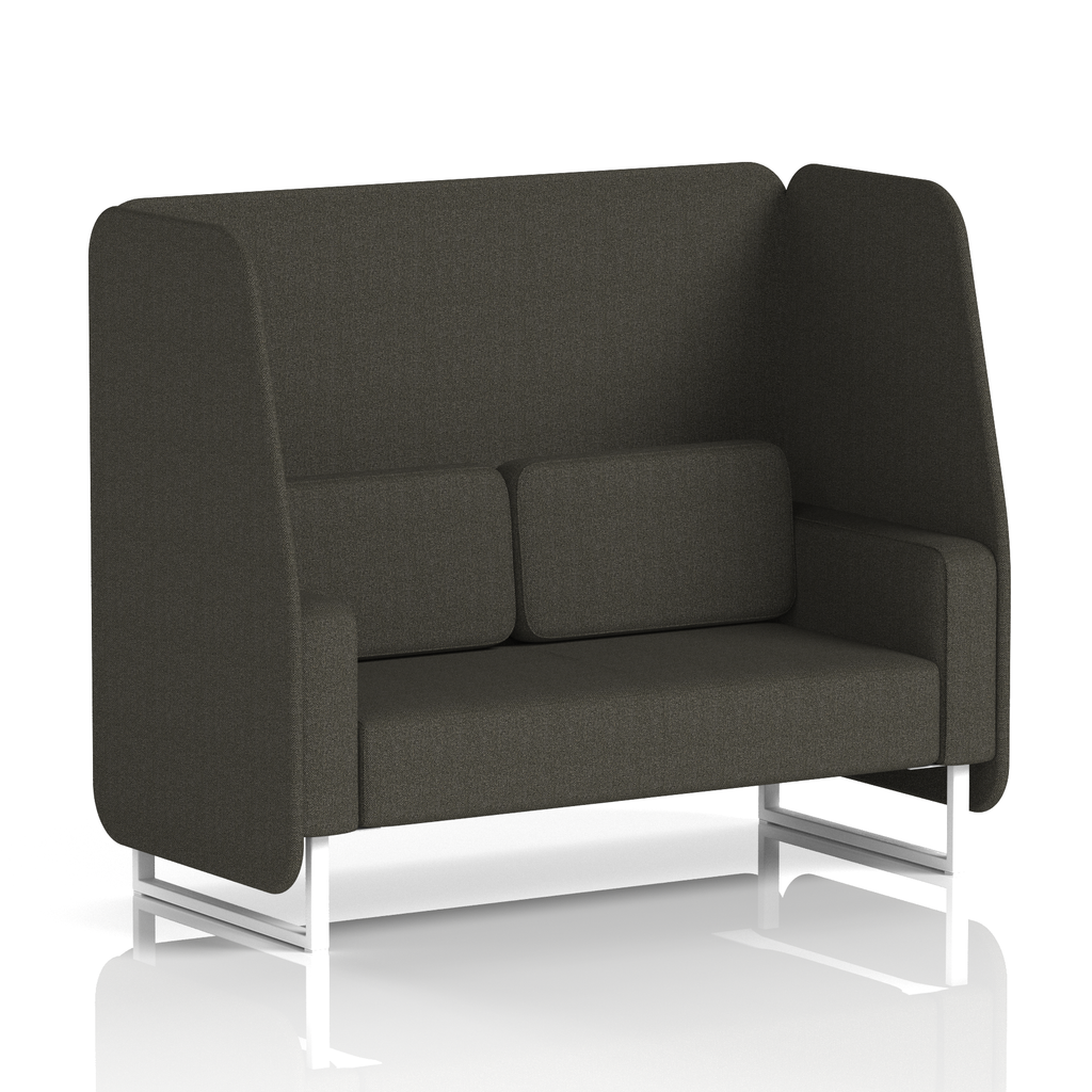 Brixworth Open Booth With White Legs in Single Tone 2 Seater Temple Panels And Monument Sofa Band 3 - Main Line Flax