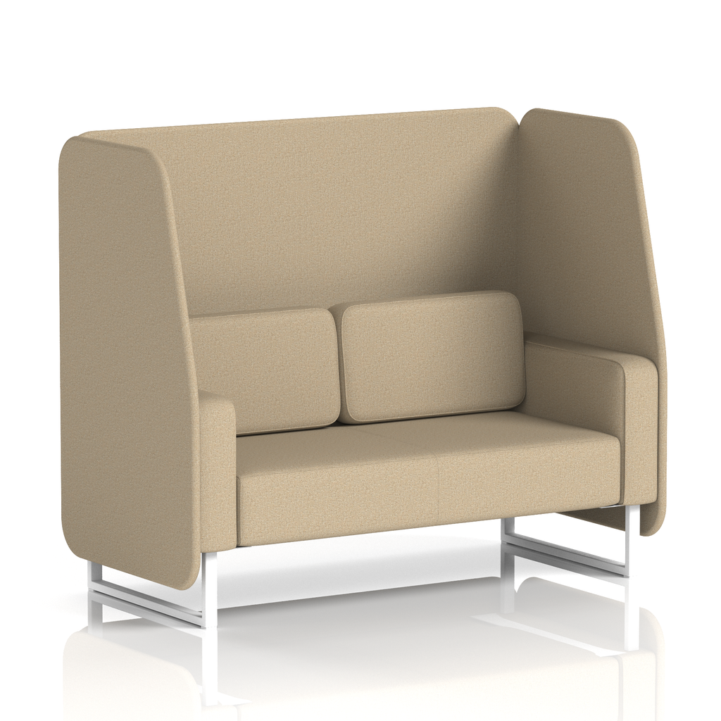 Brixworth Open Booth With White Legs in Single Tone 3 Seater Temple Panels And Monument Sofa Band 3 - Main Line Flax
