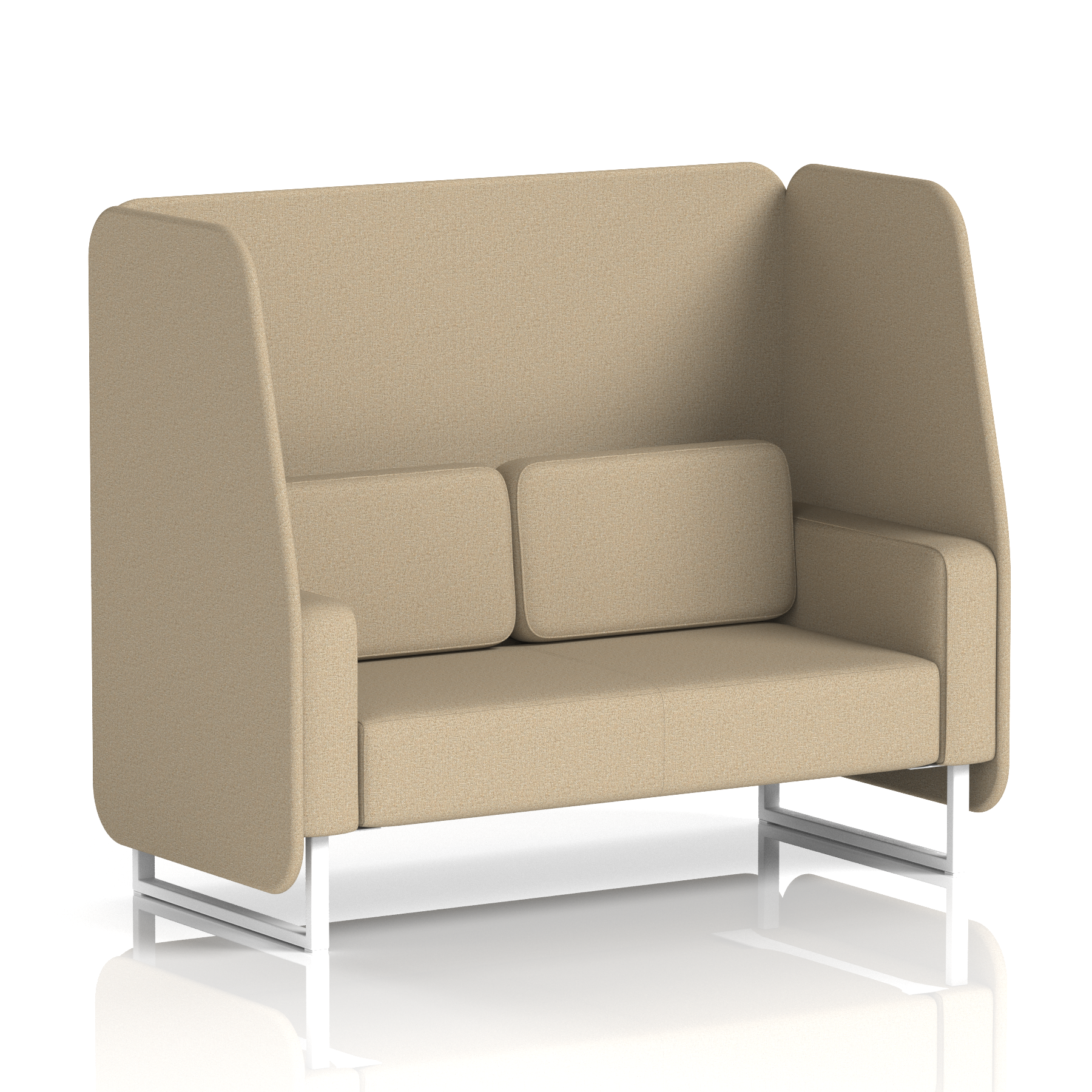 Brixworth Open Booth With White Legs in Single Tone 3 Seater Temple Panels And Monument Sofa Band 3 - Main Line Flax