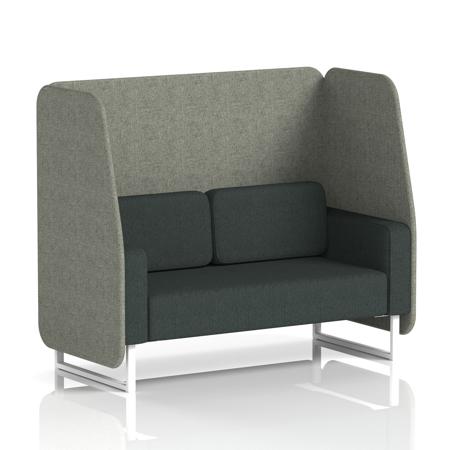 Brixworth Open Booth With White Legs in Two Tone 1 Seater Bank Panels And Upminster Sofa Band 3 - Main Line Flax