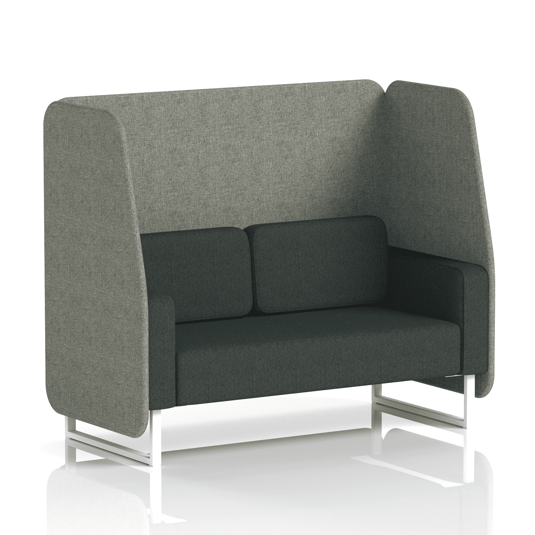 Brixworth Open Booth With White Legs in Two Tone 1 Seater Bank Panels And Upminster Sofa Band 3 - Main Line Flax