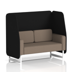 Brixworth Open Booth With White Legs in Two Tone 1 Seater Monument Panels And Temple Sofa Band 3 - Main Line Flax