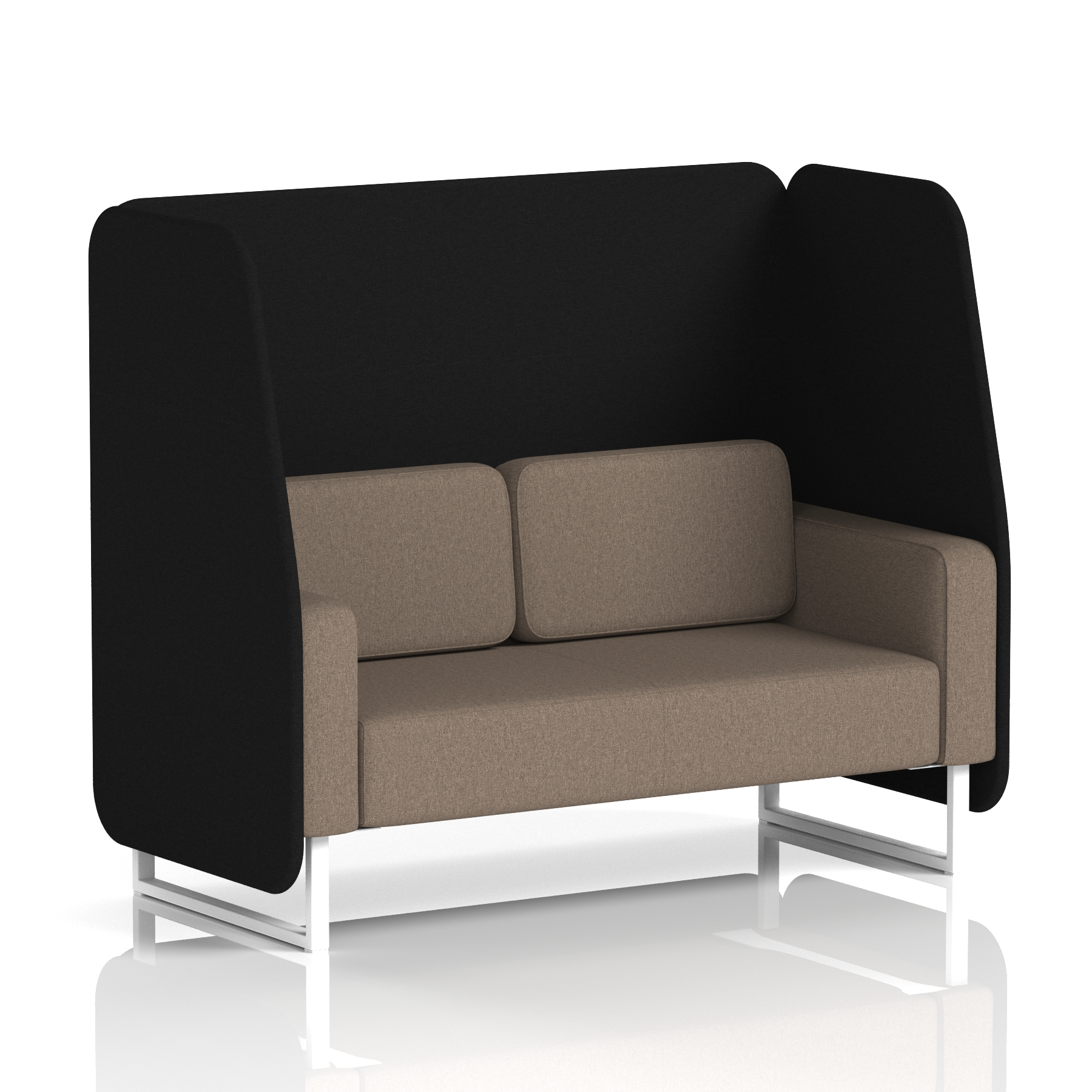 Brixworth Open Booth With White Legs in Two Tone 1 Seater Monument Panels And Temple Sofa Band 3 - Main Line Flax