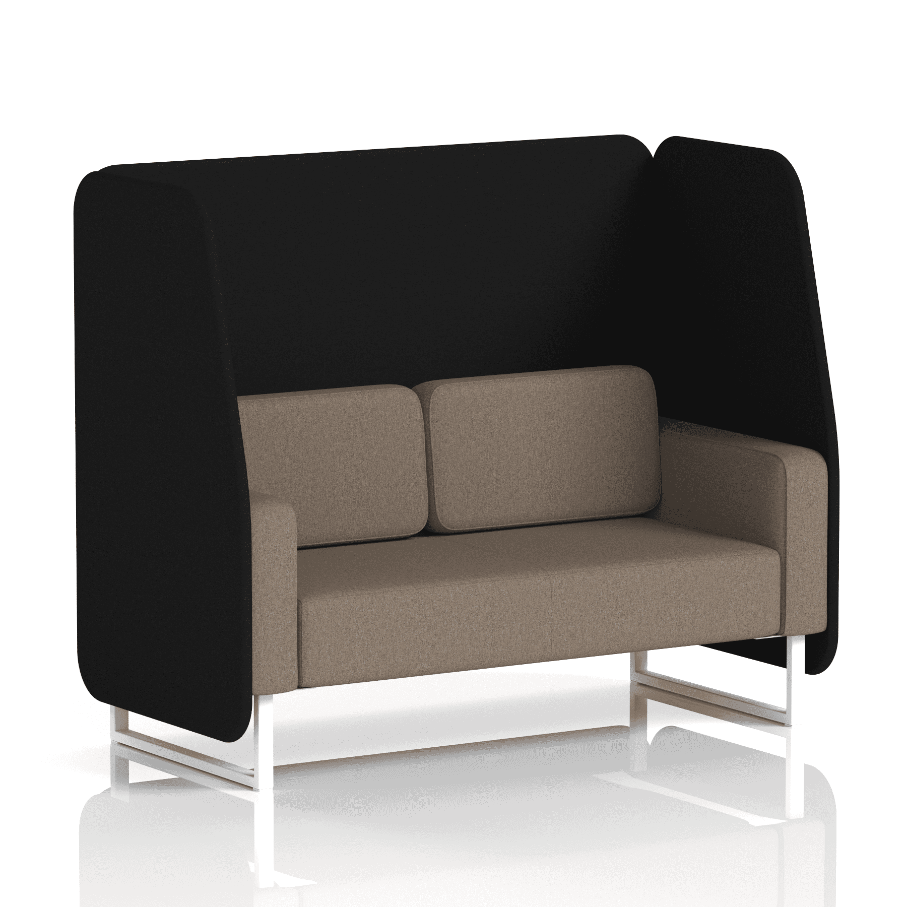 Brixworth Open Booth With White Legs in Two Tone 1 Seater Monument Panels And Temple Sofa Band 3 - Main Line Flax