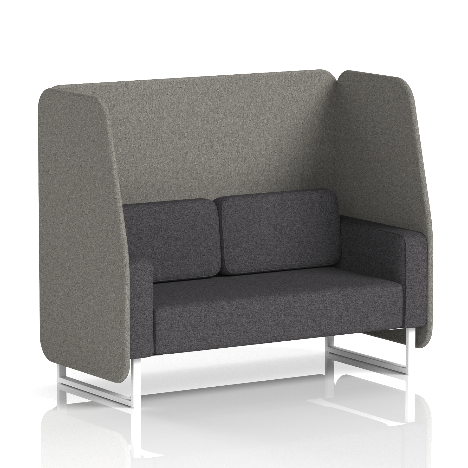 Brixworth Open Booth With White Legs in Two Tone 2 Seater Monument Panels And Temple Sofa Band 3 - Main Line Flax