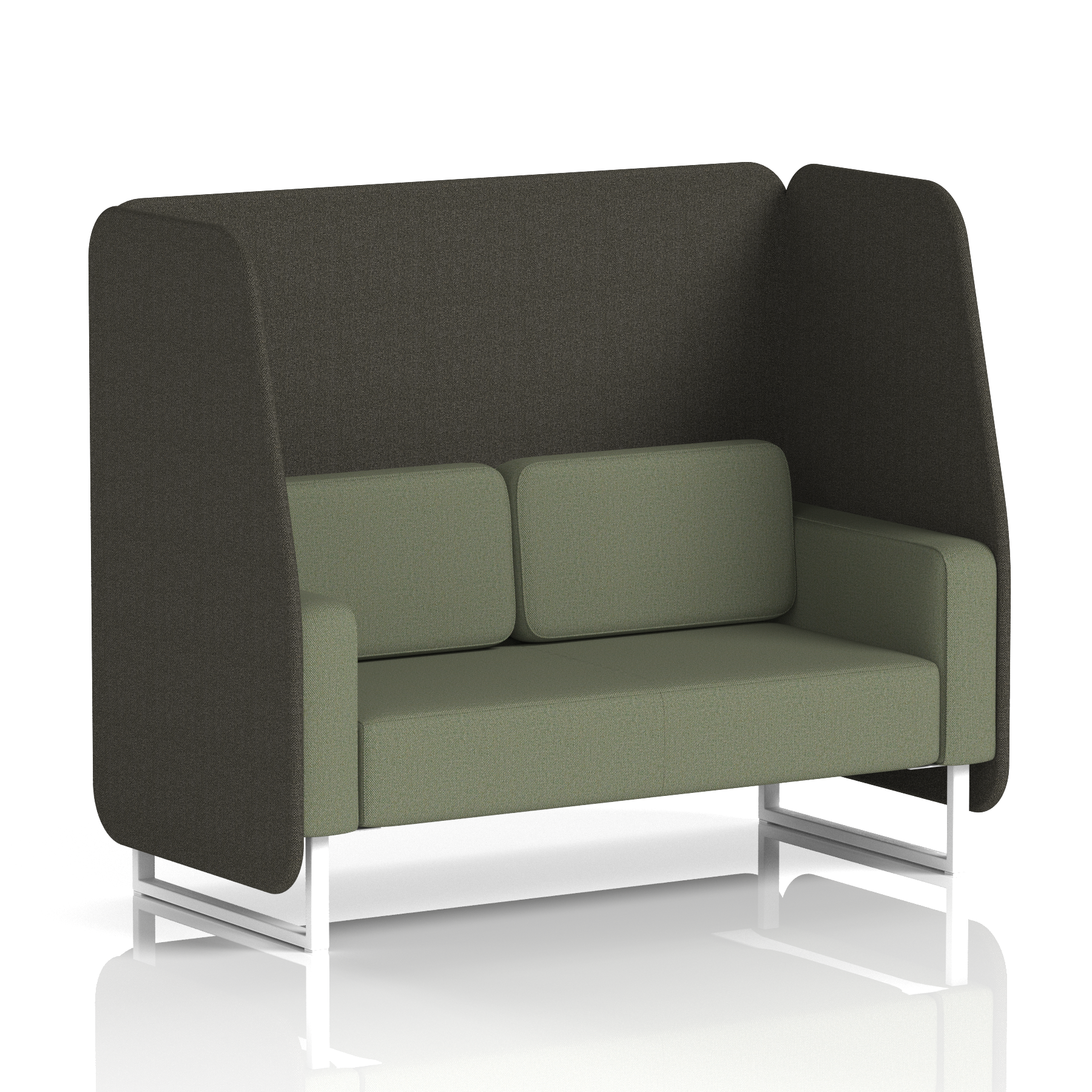 Brixworth Open Booth With White Legs in Two Tone 2 Seater Temple Panels And Monument Sofa Band 3 - Main Line Flax