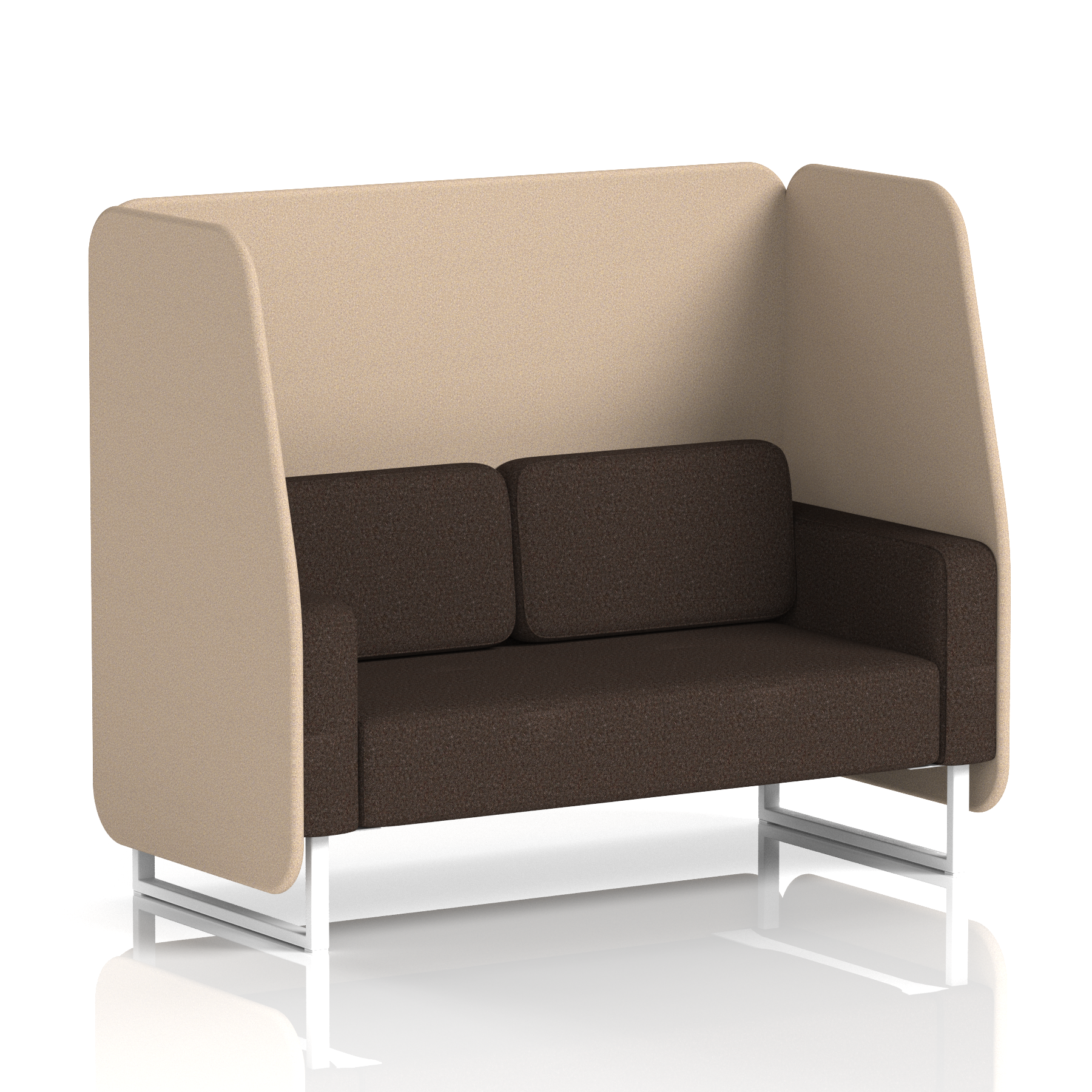 Brixworth Open Booth With White Legs in Two Tone 2 Seater Upminster Panels And Bank Sofa Band 3 - Main Line Flax