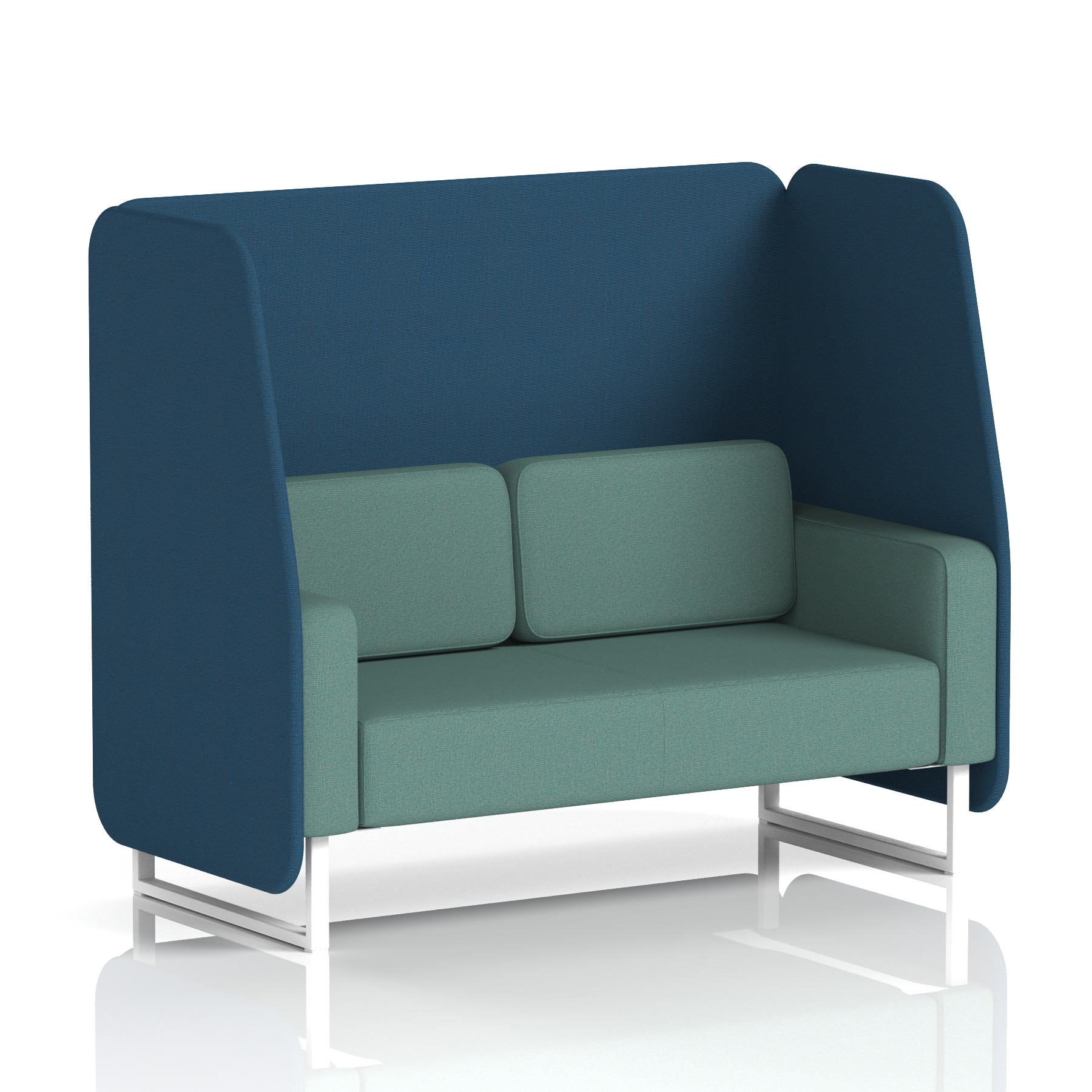 Brixworth Open Booth With White Legs in Two Tone 3 Seater Alike Panels And Order Sofa Band 4 - Synergy