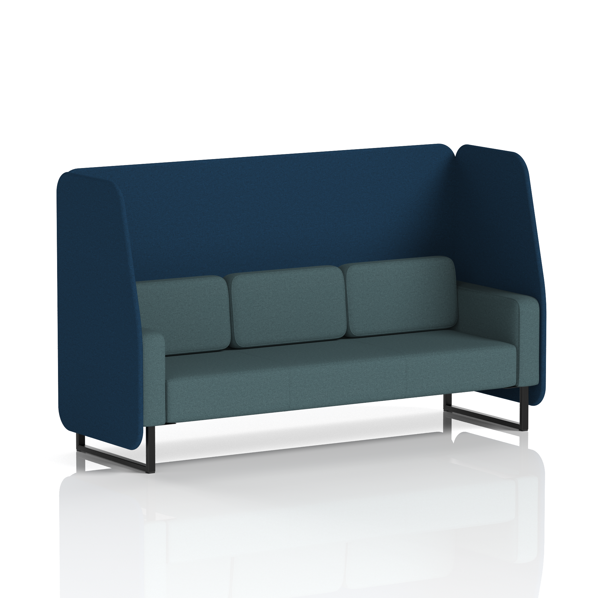 Brixworth Open Booth With Black Legs in Two Tone 3 Seater Partner Panels And Mix Sofa Band 4 - Synergy