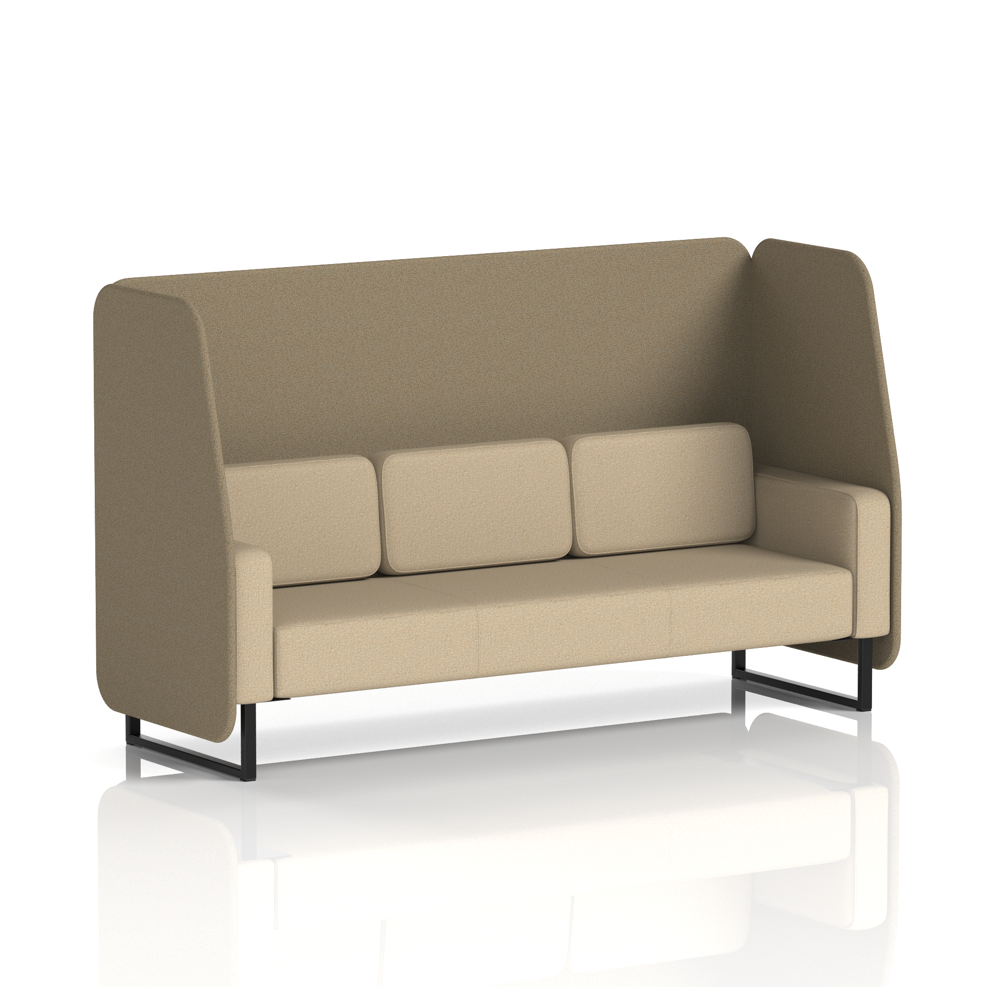 Brixworth Open Booth With Black Legs in Two Tone 2 Seater Handa Panels And Uto Sofa Band 5 - Sumi