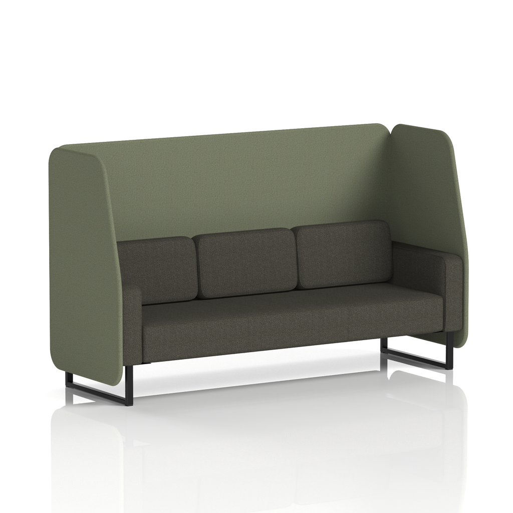 Brixworth Open Booth With Black Legs in Two Tone 3 Seater Handa Panels And Uto Sofa Band 5 - Sumi
