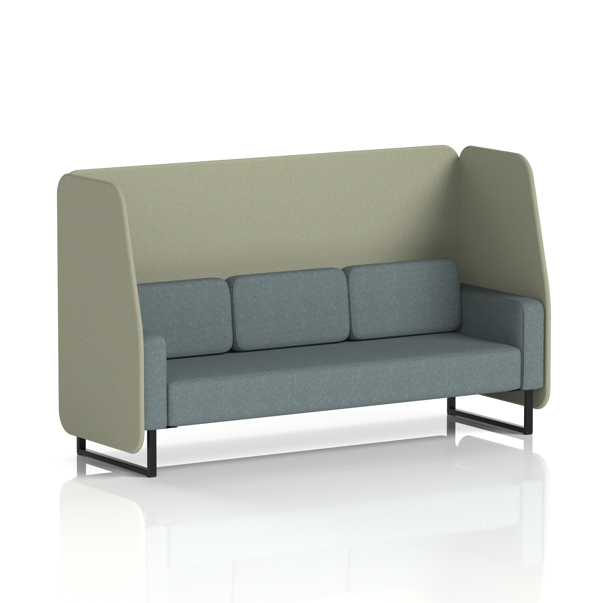 Brixworth Open Booth With Black Legs in Two Tone 1 Seater Kobe Panels And Tokyo Sofa Band 5 - Sumi
