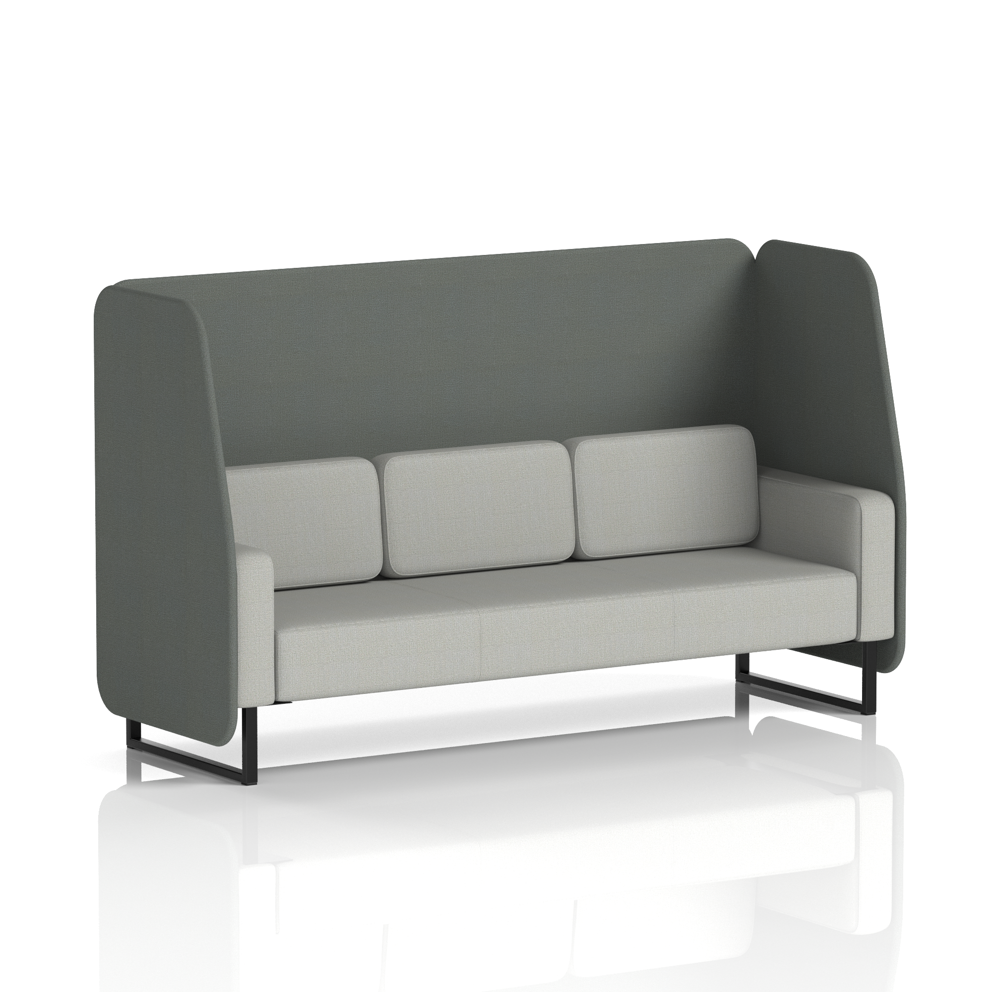 Brixworth Open Booth With Black Legs in Two Tone 3 Seater Uto Panels And Handa Sofa Band 5 - Sumi