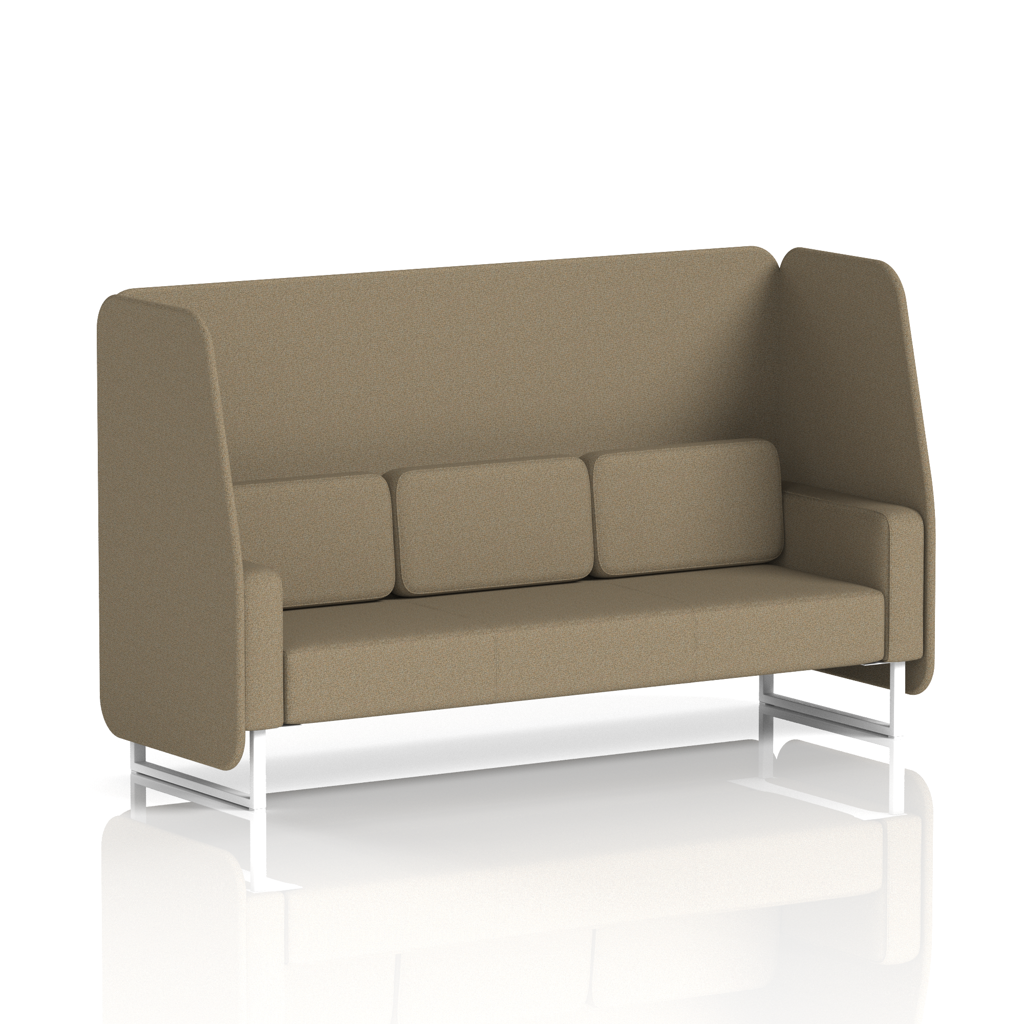 Brixworth Open Booth With White Legs in Single Tone 2 Seater Handa Panels And Uto Sofa Band 5 - Sumi
