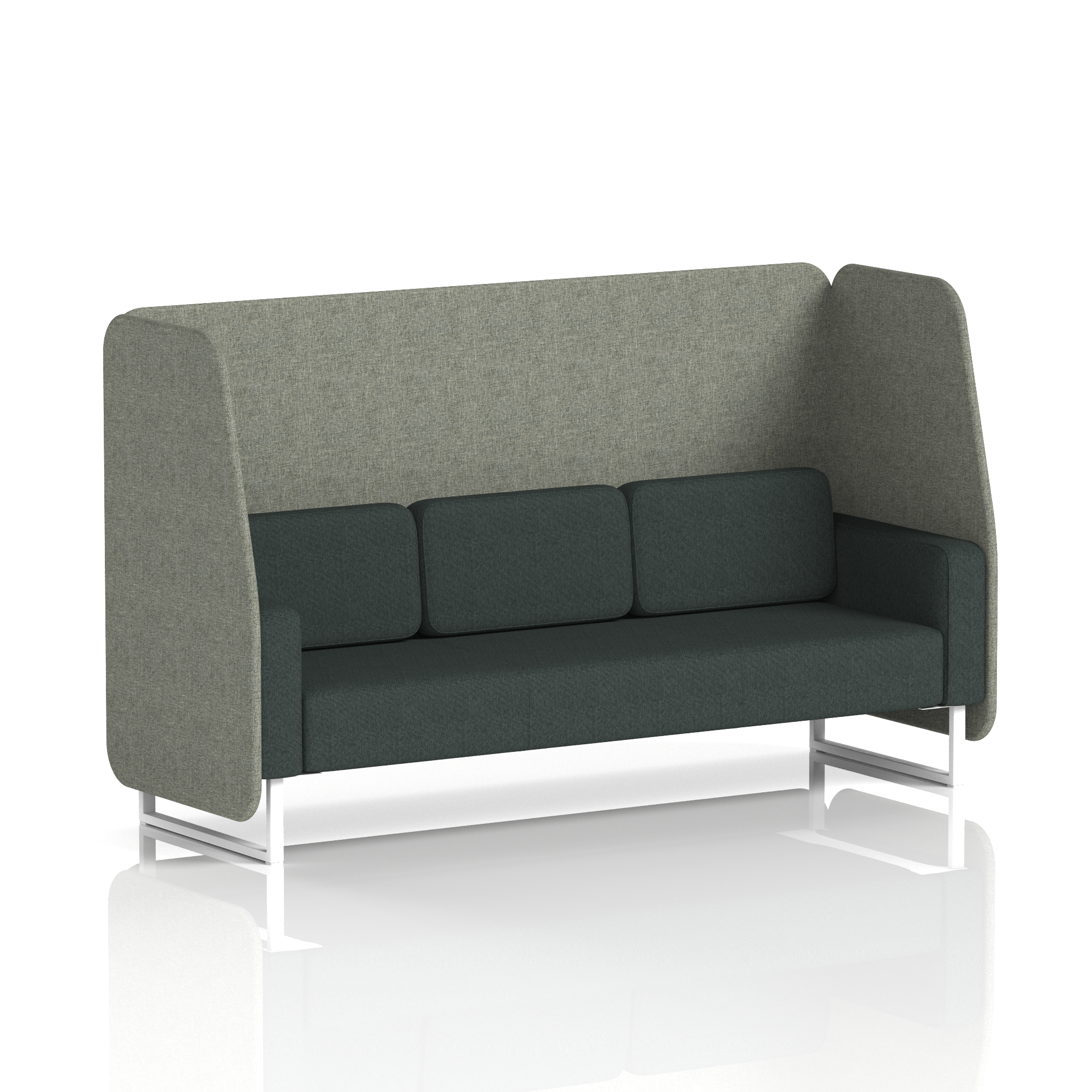 Brixworth Open Booth With White Legs in Two Tone 1 Seater Partner Panels And Mix Sofa Band 4 - Synergy