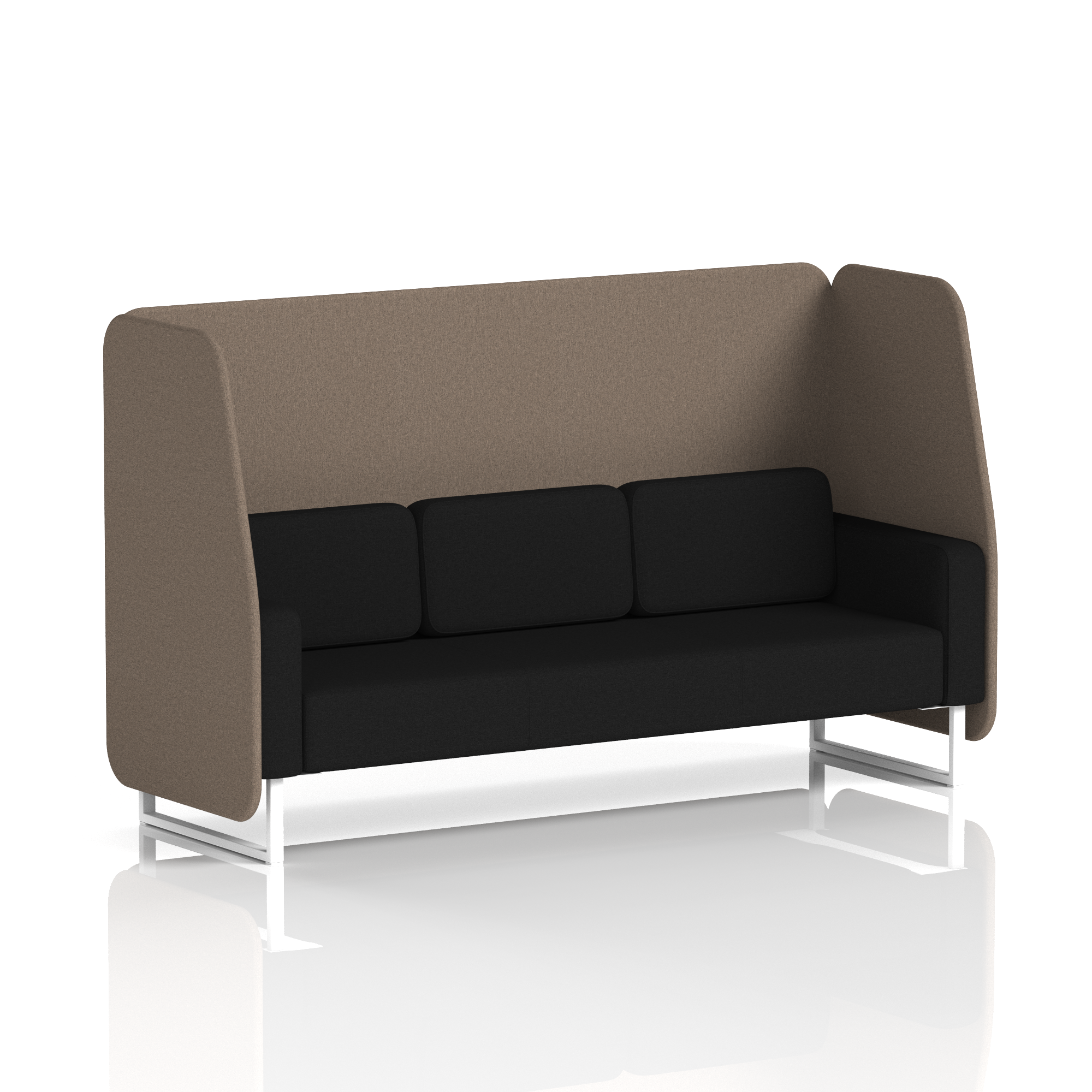 Brixworth Open Booth With White Legs in Two Tone 1 Seater Handa Panels And Uto Sofa Band 5 - Sumi