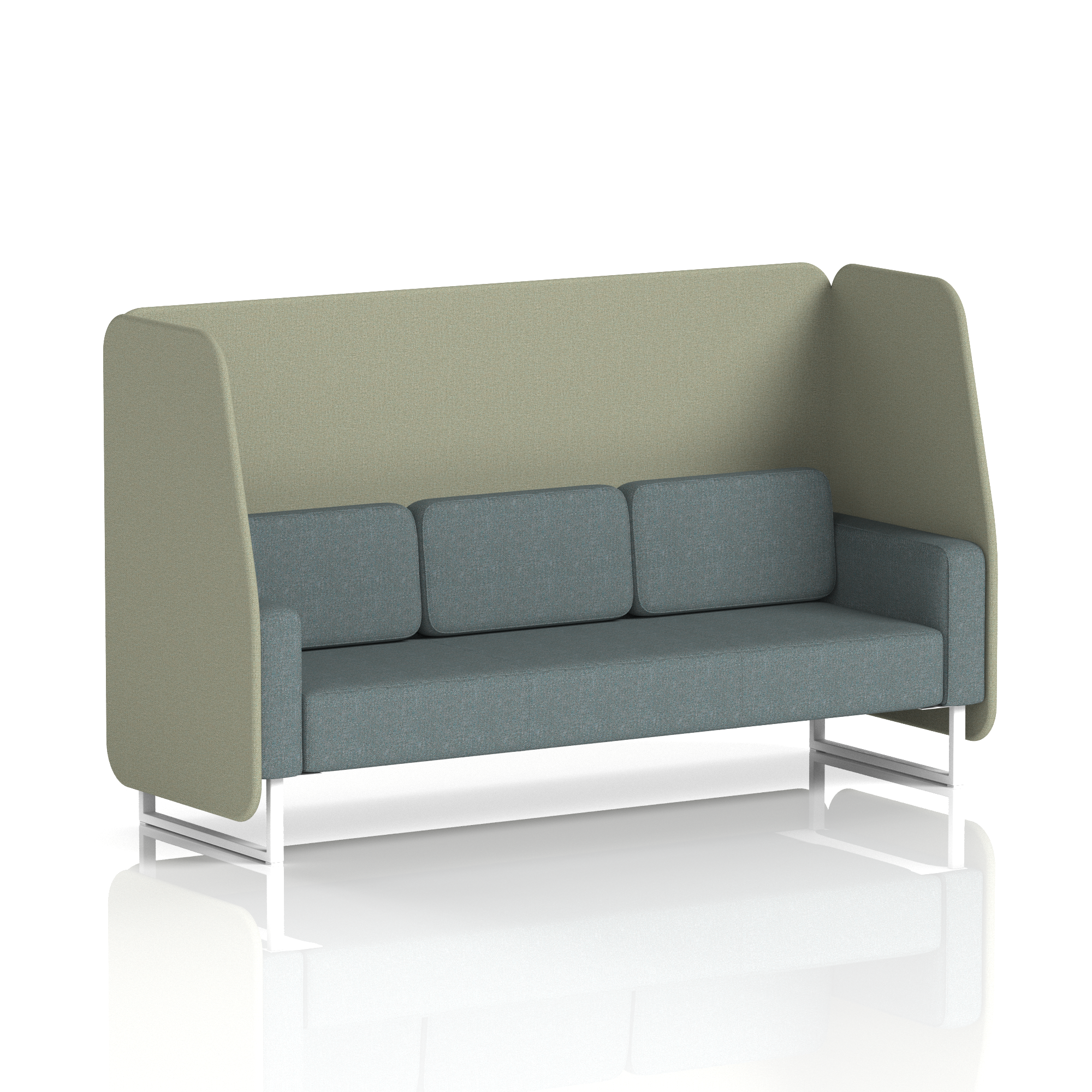Brixworth Open Booth With White Legs in Two Tone 1 Seater Kobe Panels And Tokyo Sofa Band 5 - Sumi