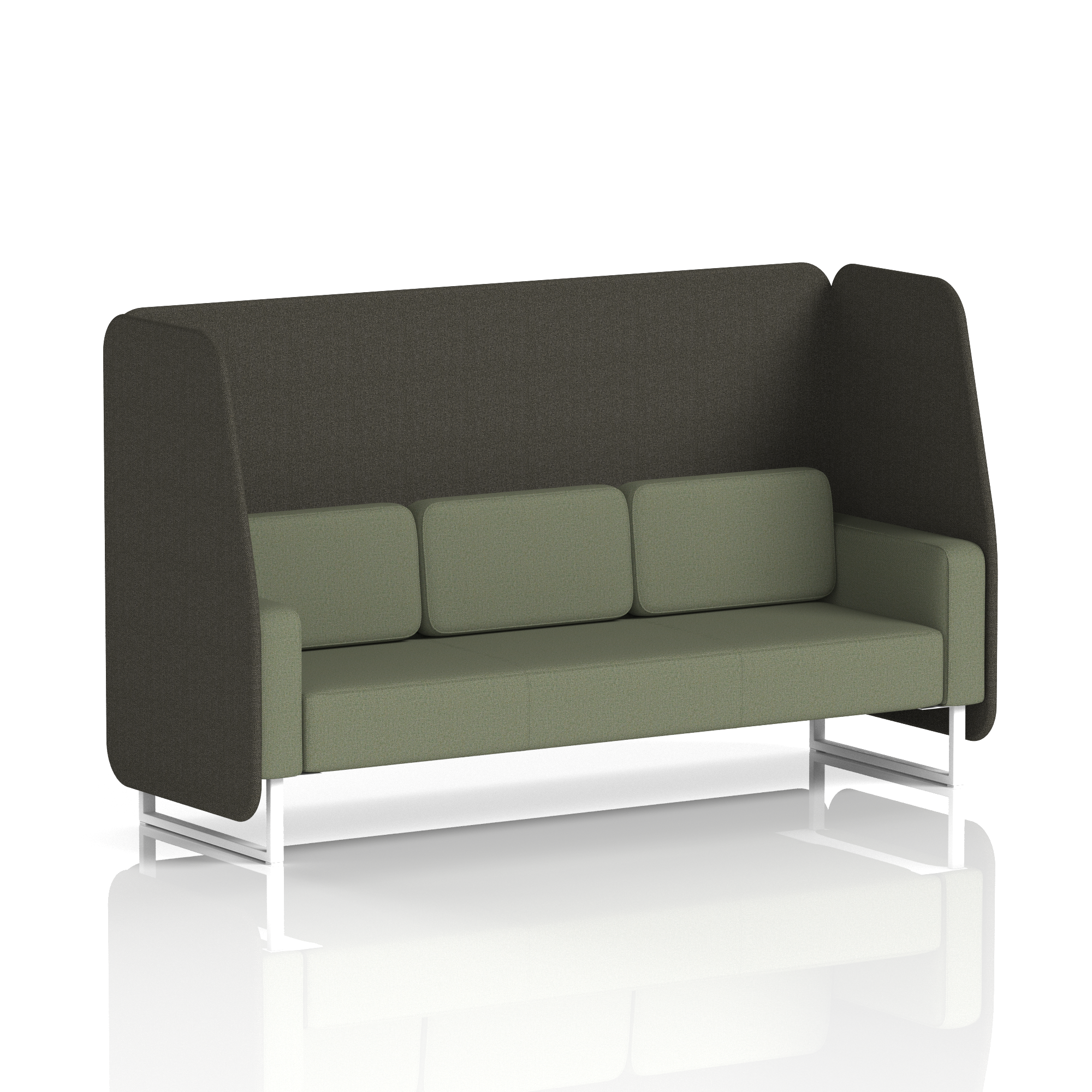 Brixworth Open Booth With White Legs in Two Tone 2 Seater Kobe Panels And Tokyo Sofa Band 5 - Sumi