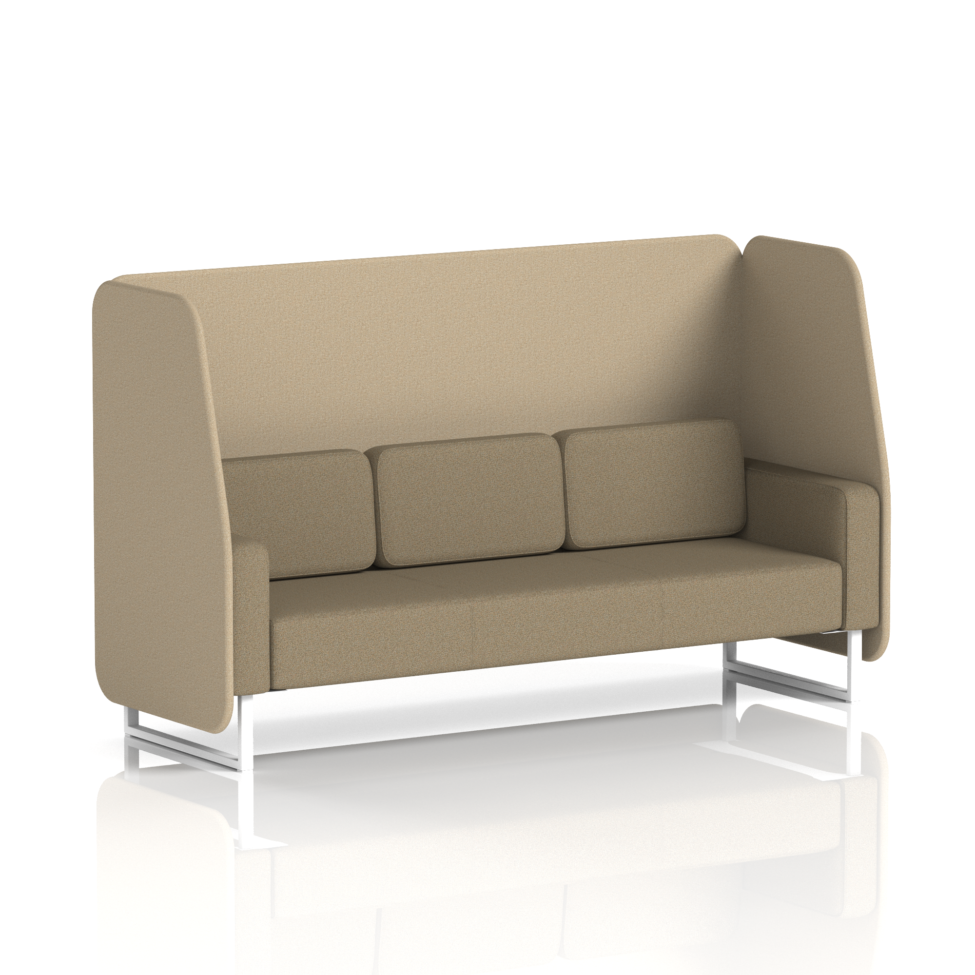 Brixworth Open Booth With White Legs in Two Tone 3 Seater Kobe Panels And Tokyo Sofa Band 5 - Sumi