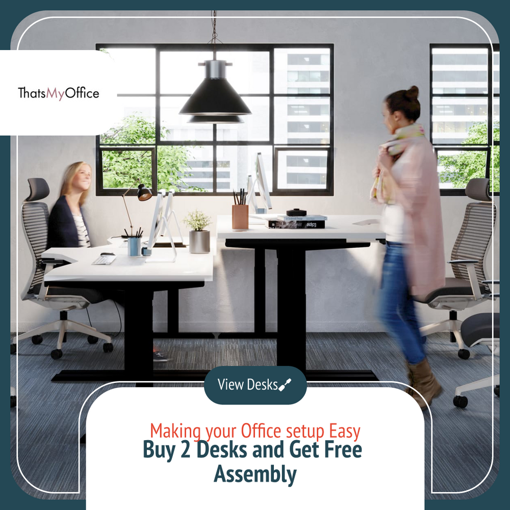 buy 2 desks and get free assmebly  thats my office furniture