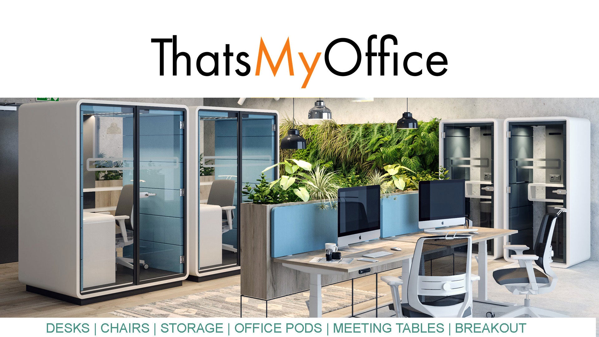 That’s My Office Furniture, 360 Degree View storage, desk, chair phone pod with delivery to your workspace