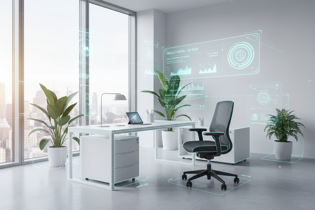 a modern office that has been created and viewed with AR 